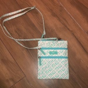 Scout crossbody bag w/ 4 pockets | teal and white